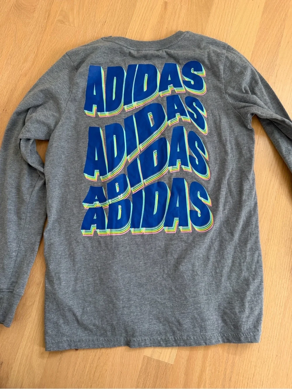 Adidas Positivtee Long Sleeved Tee Shirt Boys Size Large 14/16 Ripple Graphic
